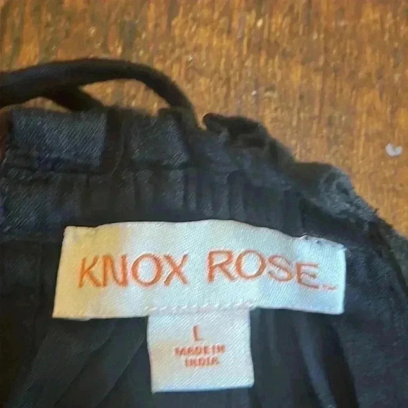 Knox Rose | Black Embroidered Flowy Halter Tank Top, Cotton Blend - Picture 4 of 7